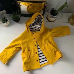 Baby Gap yellow and navy raincoat 12-18m